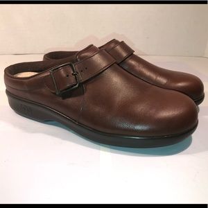 SAS Women Brown Leather Open Heel Clog Size 8 M